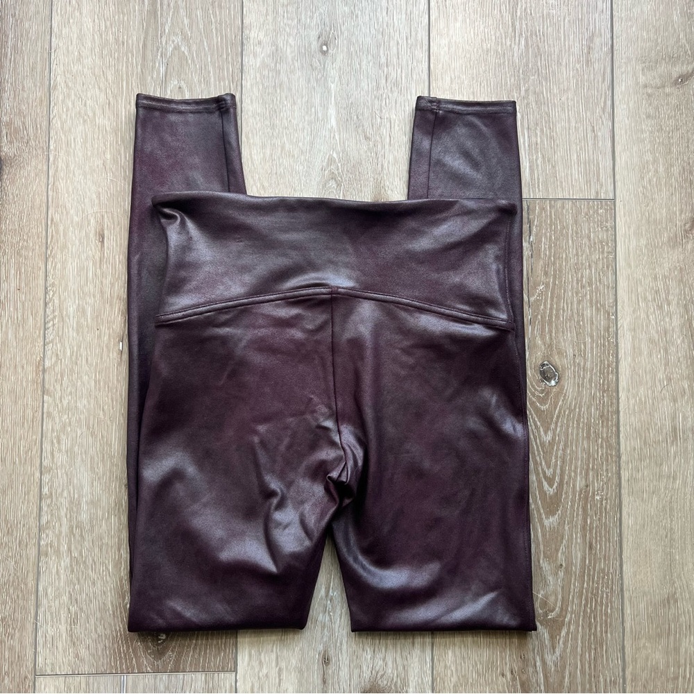 Spanx Faux Leather Maroon Pull-on Legging - Picture 5 of 11